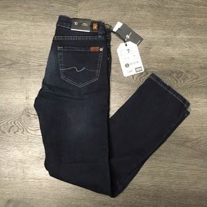 NWT- 7 For All Mankind Girls Jeans Straight Leg Dark Wash Stretch Size 10 Slimmy